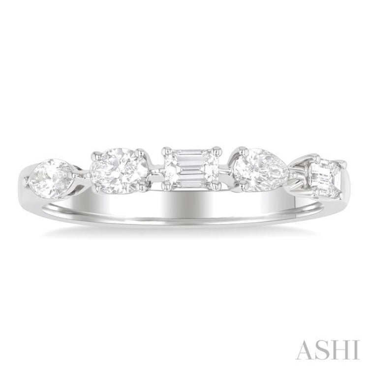 1/2 ctw Mixed Shape Diamond Cut Fashion Band in 14K White Gold
