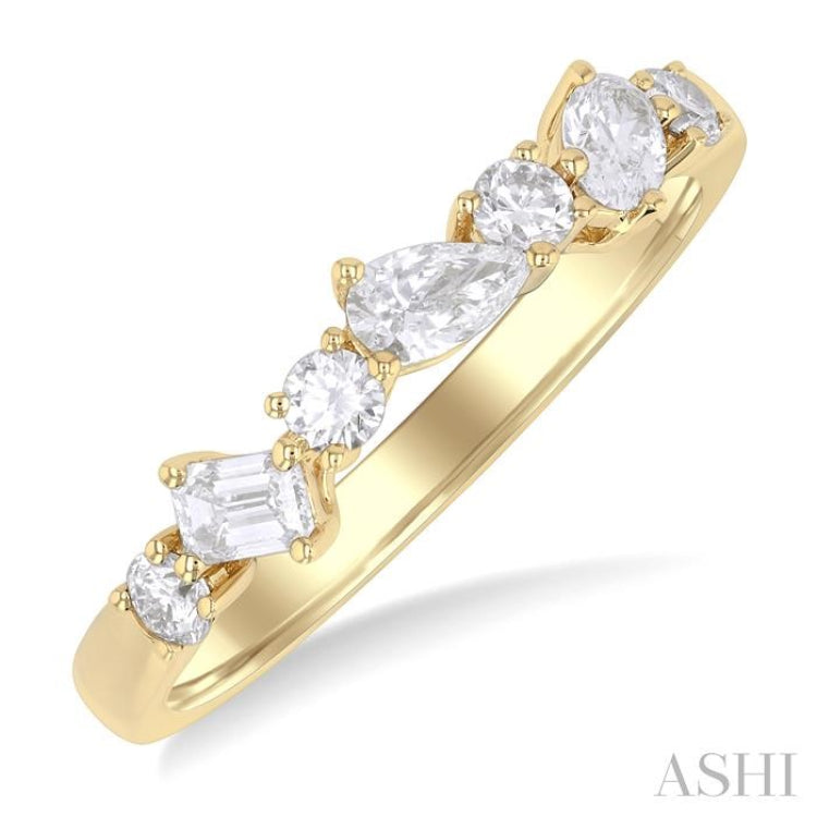 5/8 ctw Mixed Shape Diamond Cut Fashion Band in 14K Yellow Gold