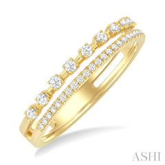 1/4 ctw Split Twin Row Round Cut Diamond Fashion Band in 14K Yellow Gold