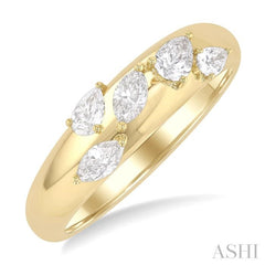 1/2 ctw 5-Stone Pear and Marquise Cut Diamond Fashion Bold Band in 14K Yellow Gold