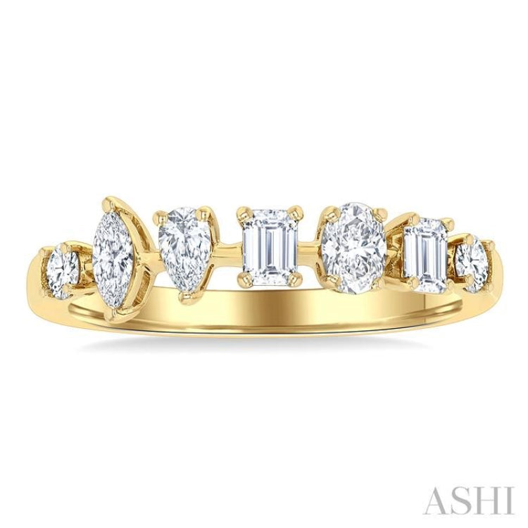 5/8 ctw Mixed Cut Diamond Fashion Band in 14K Yellow Gold