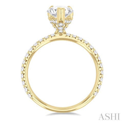 5/8 ctw Round Cut Diamond Pear Shape Semi-Mount Engagement Ring in 14K Yellow Gold