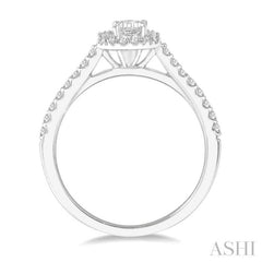 3/8 ctw Emerald Cut Diamond Ladies Engagement Ring with 1/4 Ct Emerald Cut Center Stone in 14K White Gold