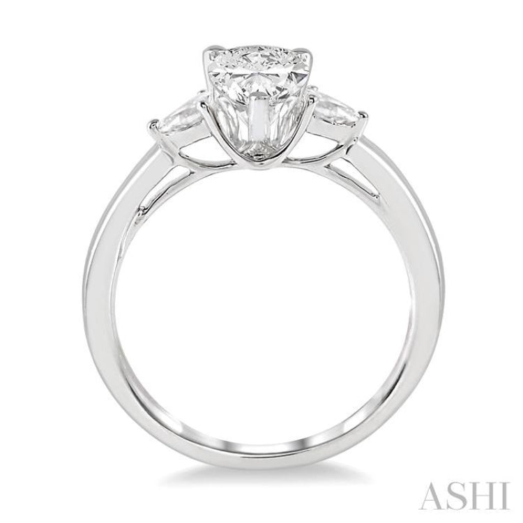 1/2 ctw Pear Cut Diamond Ladies Engagement Ring with 1/3 ct Pear Cut Center Stone in 14K White Gold