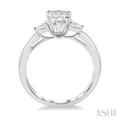 1/2 ctw Pear Cut Diamond Ladies Engagement Ring with 1/3 ct Pear Cut Center Stone in 14K White Gold