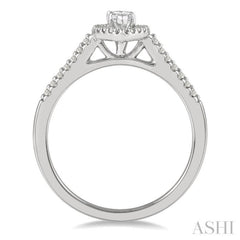 1/2 ctw Round Cut Diamond Engagement Ring With 1/4 ct Marquise Cut Center Stone in 14K White Gold