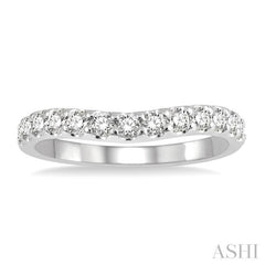 1/2 ctw Arched Center Round Cut Diamond Wedding Band in 14K White Gold