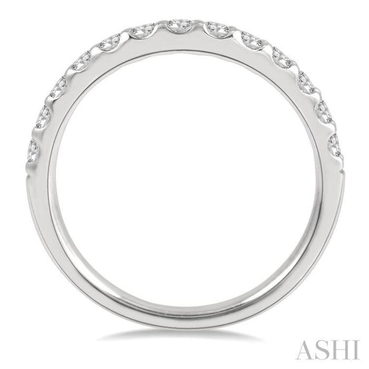 1/2 ctw Arched Center Round Cut Diamond Wedding Band in 14K White Gold