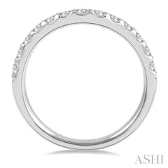 1/2 ctw Arched Center Round Cut Diamond Wedding Band in 14K White Gold