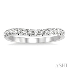 1/3 ctw Arched Center Round Cut Diamond Wedding Band in 14K White Gold