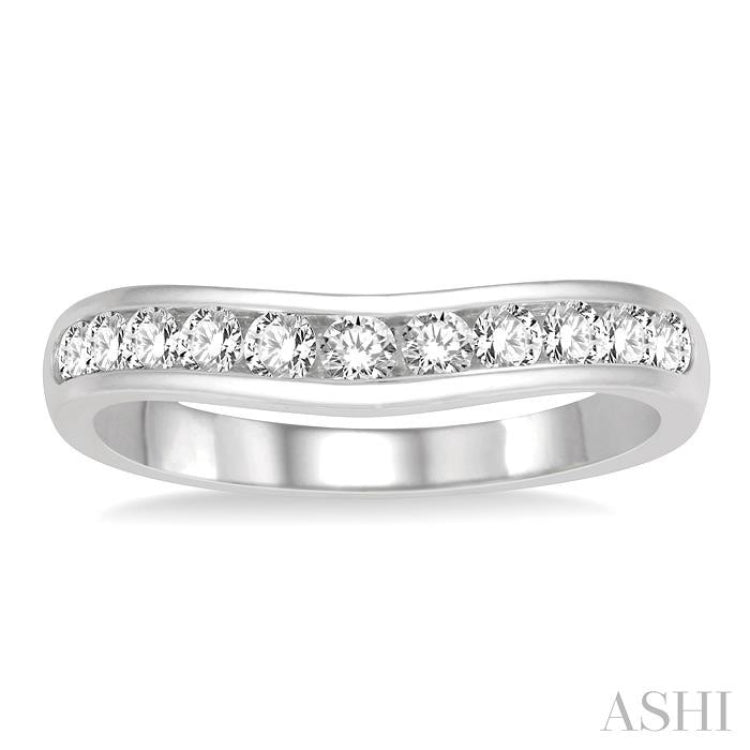 1/2 ctw Round Cut Diamond Inlay Wedding Band in 14K White Gold