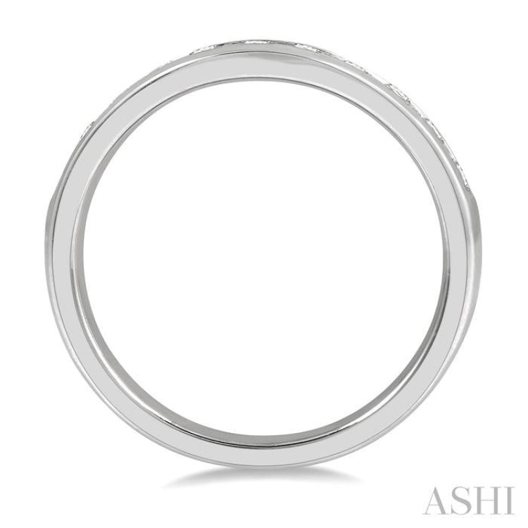 1/2 ctw Round Cut Diamond Inlay Wedding Band in 14K White Gold