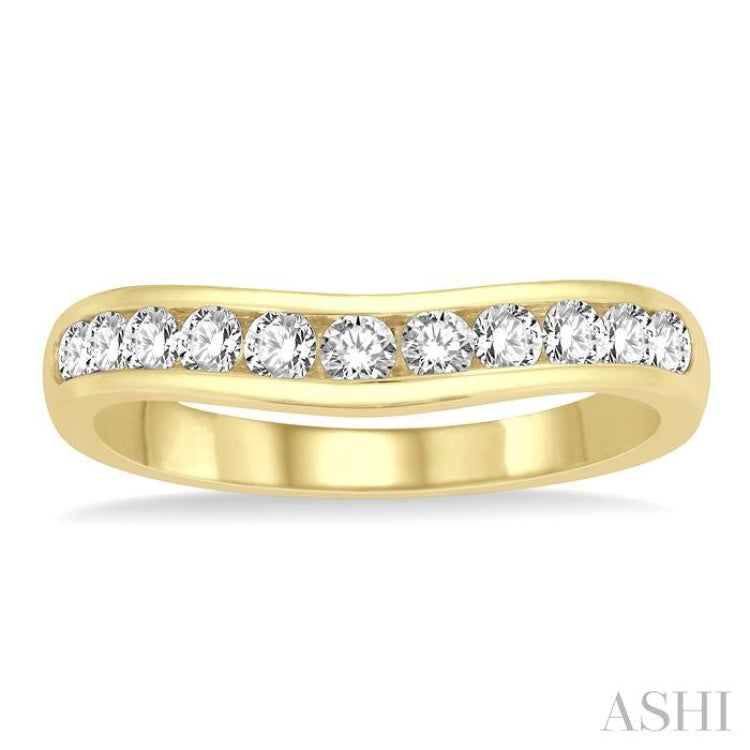 1/2 ctw Round Cut Diamond Inlay Wedding Band in 14K Yellow Gold