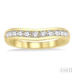 1/2 ctw Round Cut Diamond Inlay Wedding Band in 14K Yellow Gold