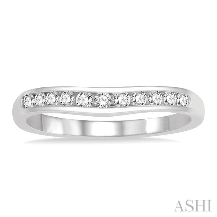 1/4 ctw Round Cut Diamond Inlay Wedding Band in 14K White Gold