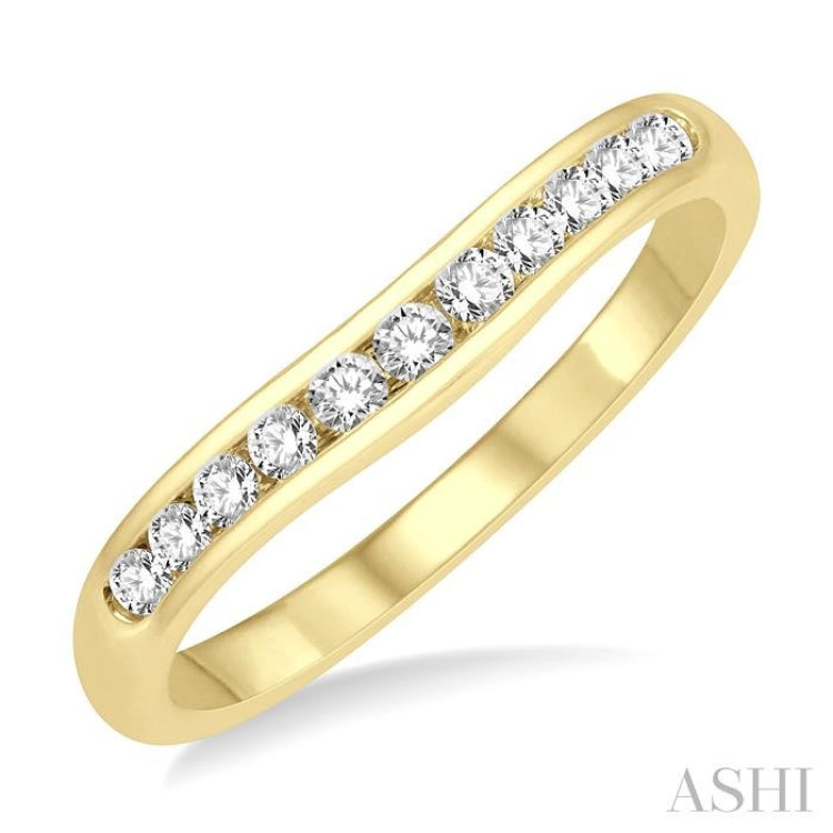 1/4 ctw Round Cut Diamond Inlay Wedding Band in 14K Yellow Gold