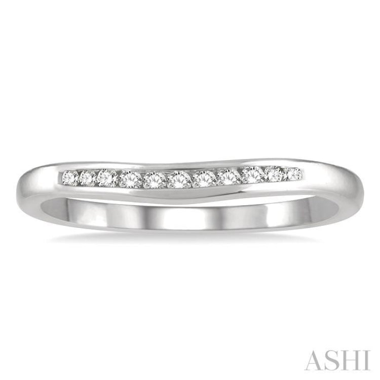 1/10 ctw Round Cut Diamond Inlay Wedding Band in 14K White Gold