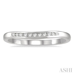 1/10 ctw Round Cut Diamond Inlay Wedding Band in 14K White Gold