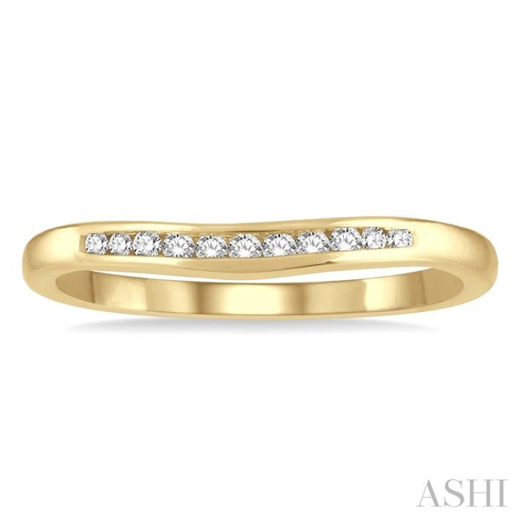 1/10 ctw Round Cut Diamond Inlay Wedding Band in 14K Yellow Gold