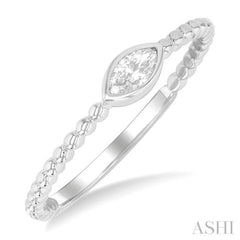 1/6 ctw Petite Bezel Set Marquise Cut Diamond Stackable Ring in 14K White Gold