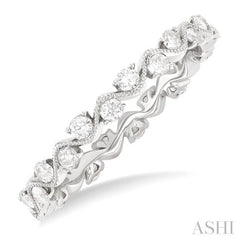 5/8 ctw Curvy Zig-Zag Round Cut Diamond Eternity Wedding Band in 14K White Gold