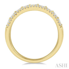 1/2 ctw Triple Row Baguette and Round Cut Diamond Fashion Band in 14K Yellow Gold