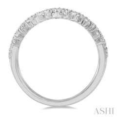 1/2 ctw Chevron Drop Down Baguette and Round Cut Diamond Fashion Ring in 14K White Gold