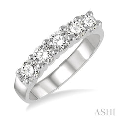 1 ctw Round Cut Diamond 5 Stone Wedding Band in 14K White Gold