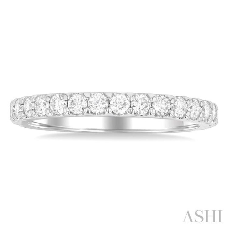 1.00 ctw Round Cut Diamond Eternity Wedding Band in 14K White Gold