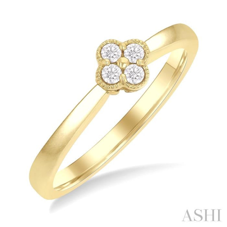 .15CTRDDM CLOVER RING YG 14K-G*