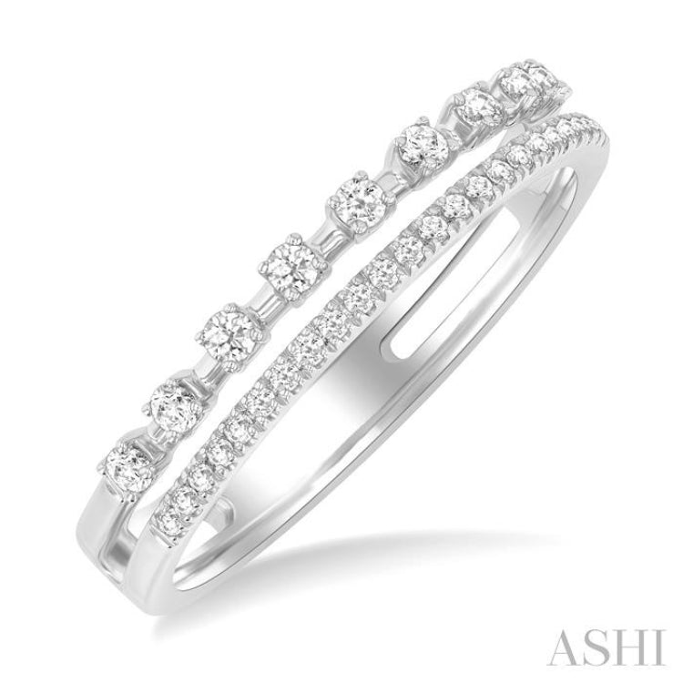1/4 ctw Split Twin Row Round Cut Diamond Fashion Band in 14K White Gold