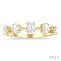 3/4 ctw Oval Cut Diamond Half Eternity 5-Stone Fashion Band in 14K Yellow Gold