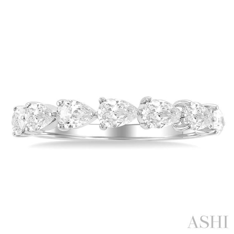 1 ctw East-West Pear Shape Diamond Fashion Ring in 14K White Gold