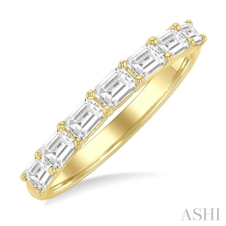 1 ctw East-West Emerald Cut Diamond Fashion Ring in 14K Yellow Gold