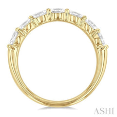 1 ctw East-West Oval Cut Diamond Fashion Ring in 14K Yellow Gold