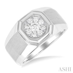 1/2 ctw Octagonal Shape Lovebright Round Cut Diamond Men's Ring in 10K White Gold