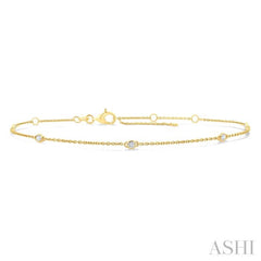 1/8 ctw Round Cut Diamond Station Bracelet in 14K Yellow Gold