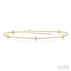 1/2 ctw Princess Cut Diamond Station Bracelet in 14K Yellow Gold