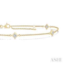 1/2 ctw Princess Cut Diamond Station Bracelet in 14K Yellow Gold