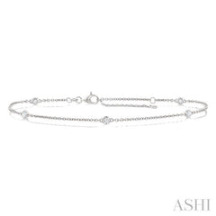 1/4 ctw Round Cut Diamond Station Bracelet in 14K White Gold