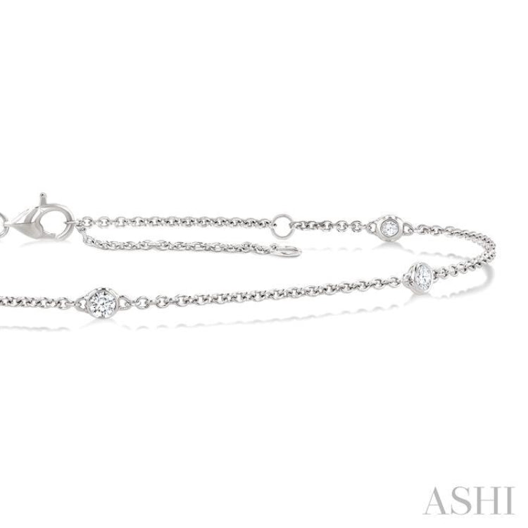 1/4 ctw Round Cut Diamond Station Bracelet in 14K White Gold
