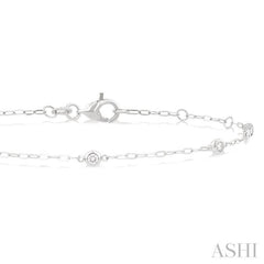 1/6 ctw Round Cut Diamond Paperclip Station Bracelet in 14K White Gold