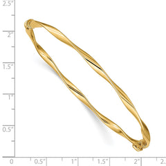 14k Polished Twisted 3.00mm Hinged Oval Bangle Bracelet