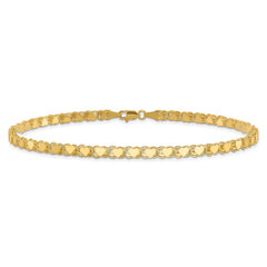 14k Polished Double-Sided Hearts Double Link 10 inch Anklet