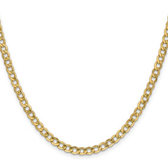 14K 24 inch 4.3mm Semi-Solid Curb with Lobster Clasp Chain