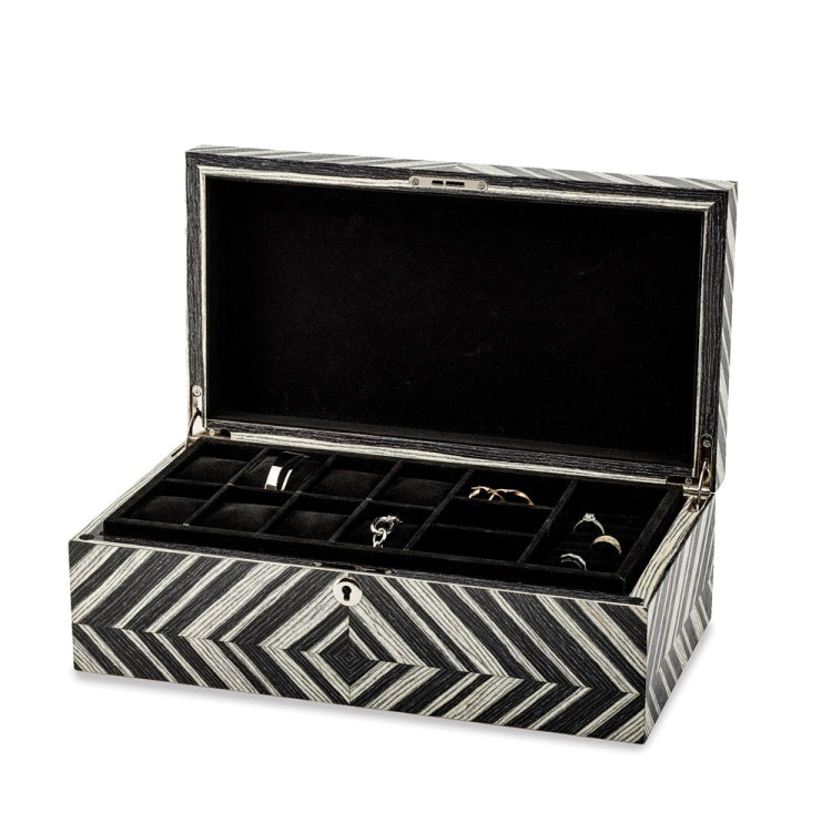 Luxury Giftware High Gloss Brazilian Wild Walnut Veneer Locking Wooden 8-Watch and Jewelry Box