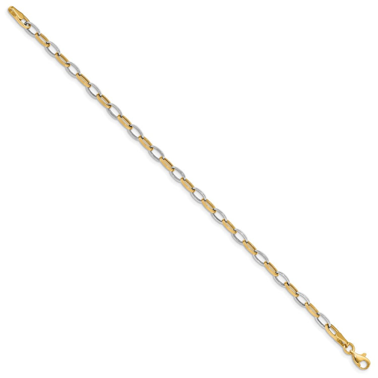 14k Two-tone Polished Oval Cable Link 7.25 inch Bracelet