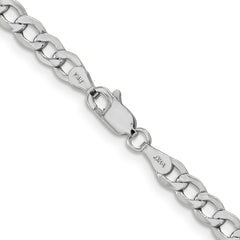 14K White Gold 24 inch 4.3mm Semi-Solid Curb with Lobster Clasp Chain