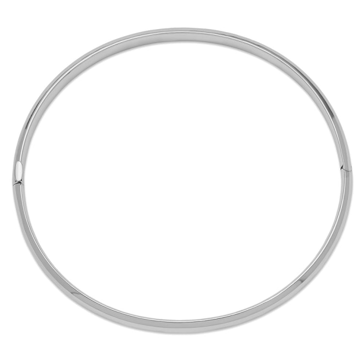 14k White Gold High Polished 5.00mm Hinged Oval Bangle Bracelet
