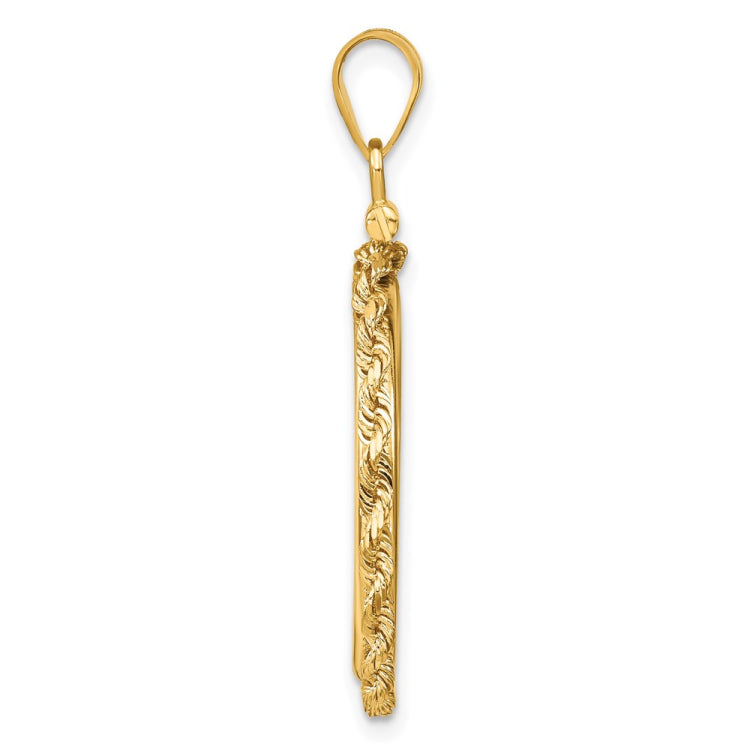 Wideband Distinguished Coin Jewelry 14k Polished Rope 22.0mm x 1.9mm Screw Top Coin Bezel Pendant